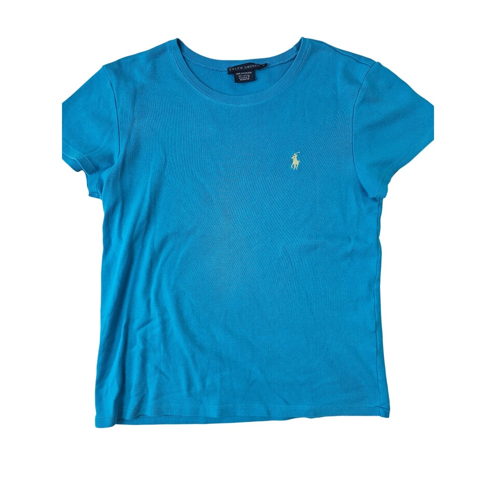 Ralph Lauren Womens XL Turquoise Blue Cotton Short Sleeve Pony Logo T-Shirt Tee